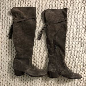 Frye light brown/grey suede over-the-knees boots